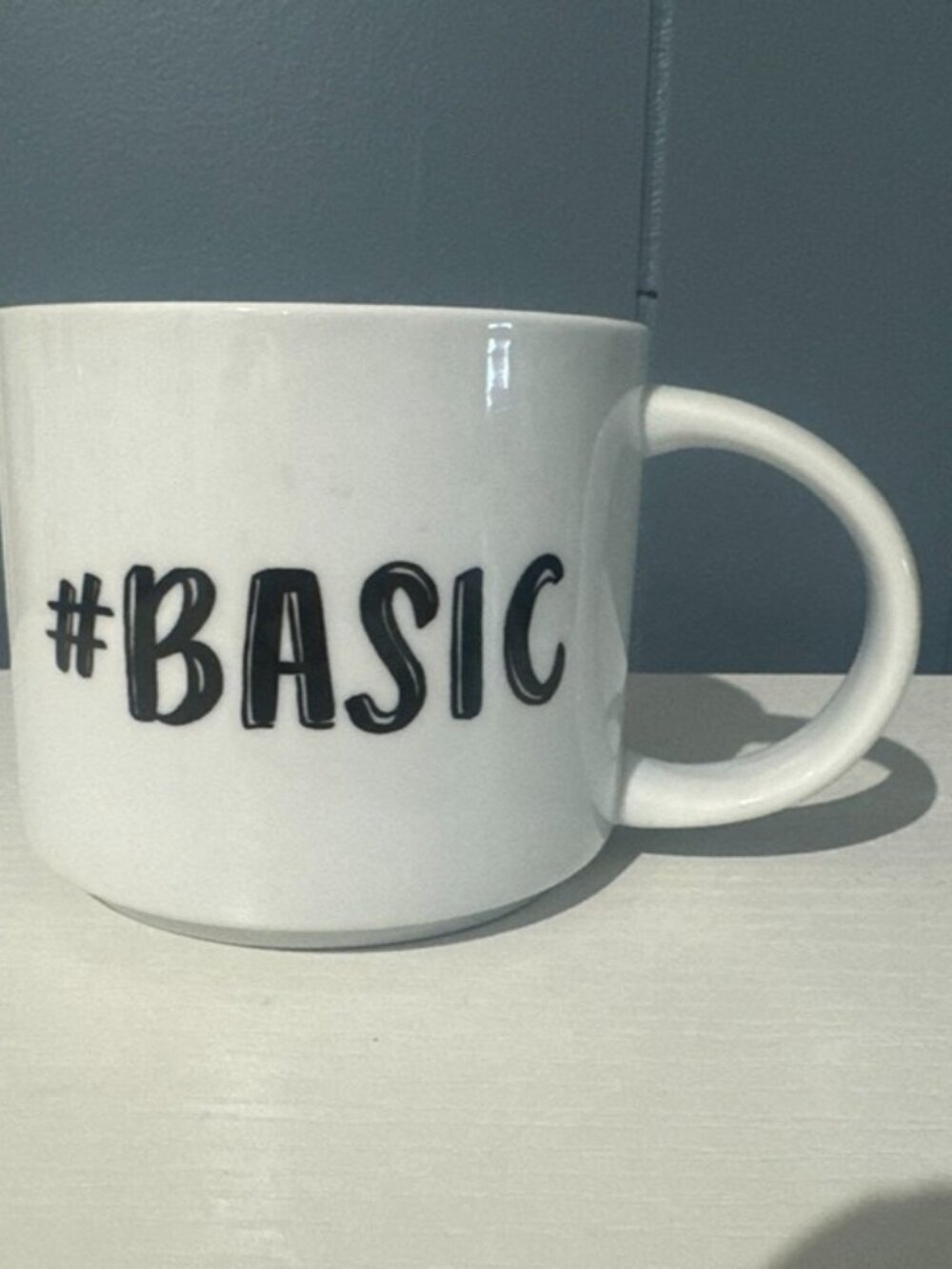 Pearhead #BASIC Coffee Mug White Black Hashtag Funny Quote Mug Modern Trendy